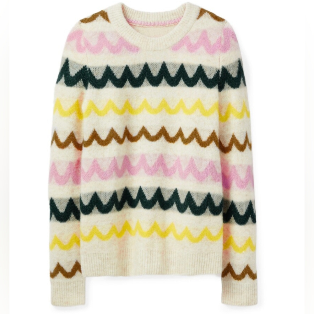 Boden Effingham Fluffy Stripe Sweater Women S Wool Alpaca Holiday Pastel Rainbow